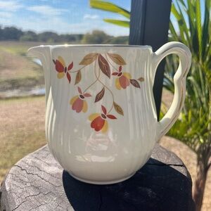 Hall's Superior Floral Autumn Leaf Pitcher Jewel Homemakers Kitchenware Jug